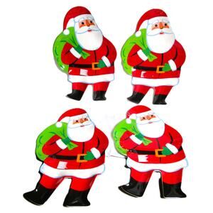 Santa Claus Snack Plates Set of Four Plastic 7 x 11 inches Holiday Party Dishes